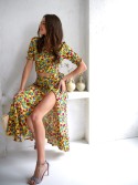 Summer set with flowers, yellow maxi blouse and skirt 3364 - Online store - Boutique